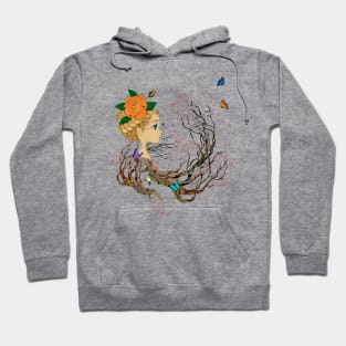 Niña, árbol y mariposas Hoodie